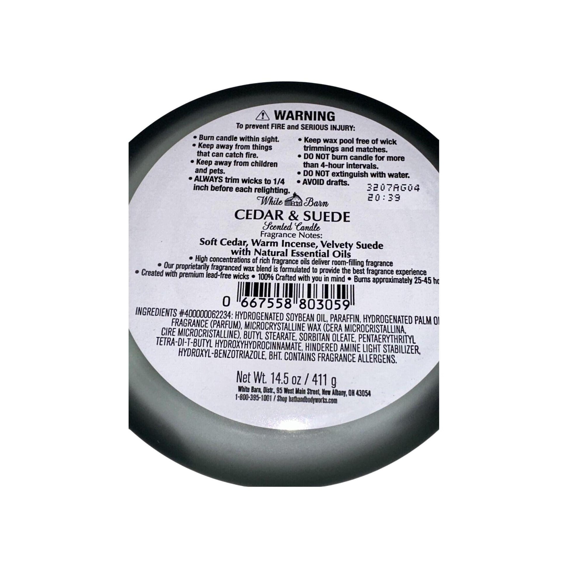 Bath & Body Works Cedar & Suede Soft Cedar Warm Incense Velvety Suede 3-Wick Candle 