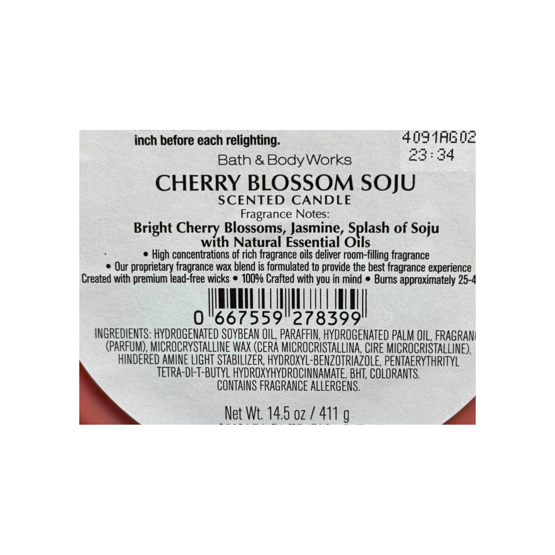 Bath & Body Works Cherry Blossom Soju Scented 3-Wick Candle By Linda Song 
