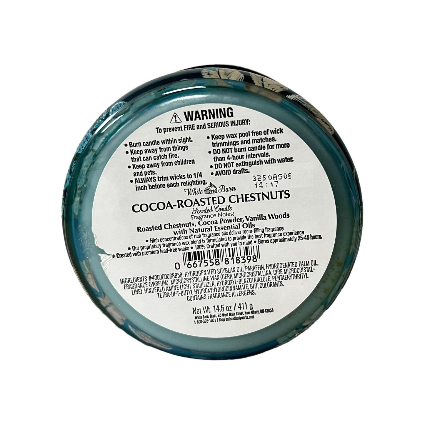 Bath & Body Works Cocoa Roasted Chestnuts 3-Wick Scented Candle 