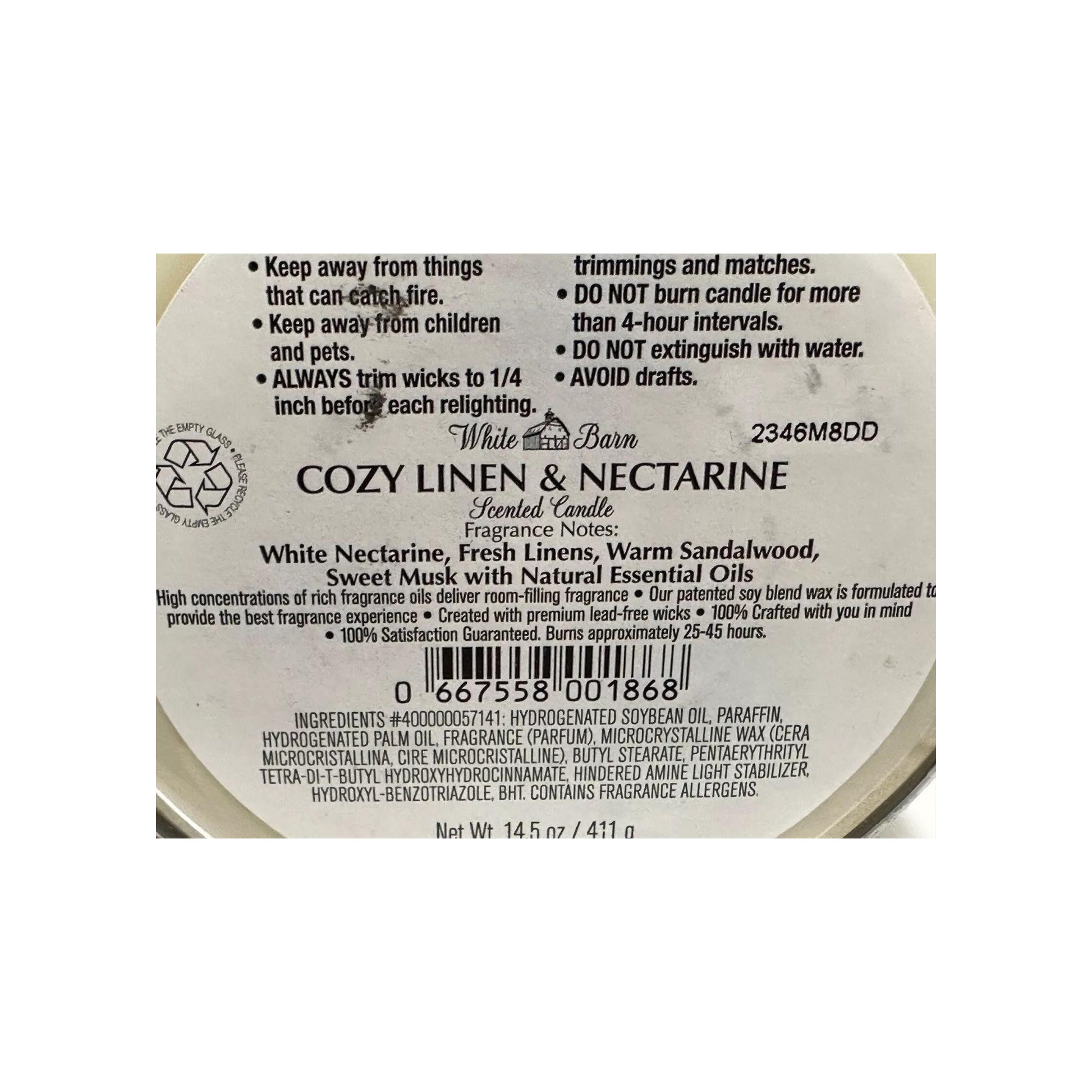 Bath & Body Works Cozy Linen & Nectarine 3-Wick Candles 