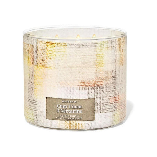 Bath & Body Works Cozy Linen & Nectarine 3-Wick Candles 