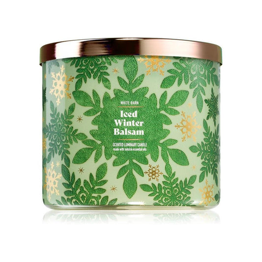 Bath & Body Works Iced Winter Balsam Scented Candle 3-Wick (White Barn) 