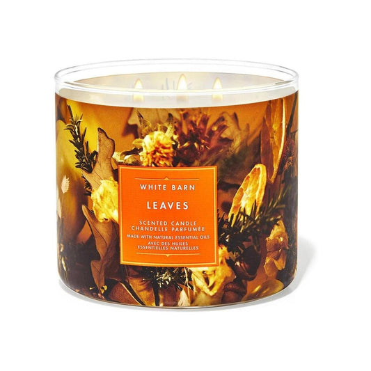 Bath & Body Works Leaves Scented 3-Wick Candle (White Barn) 