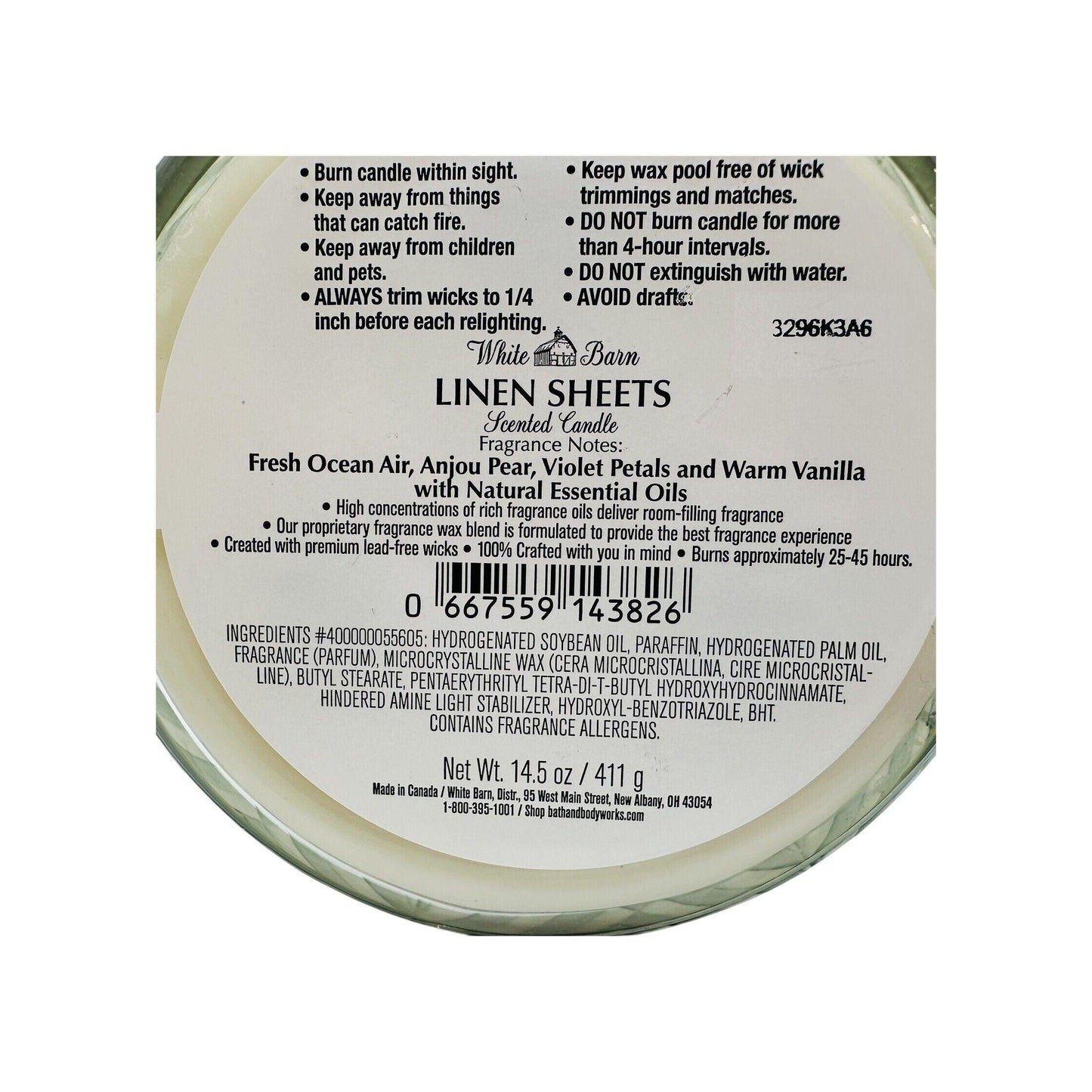 Bath & Body Works Linen Sheets Scented 3-Wick Candle 