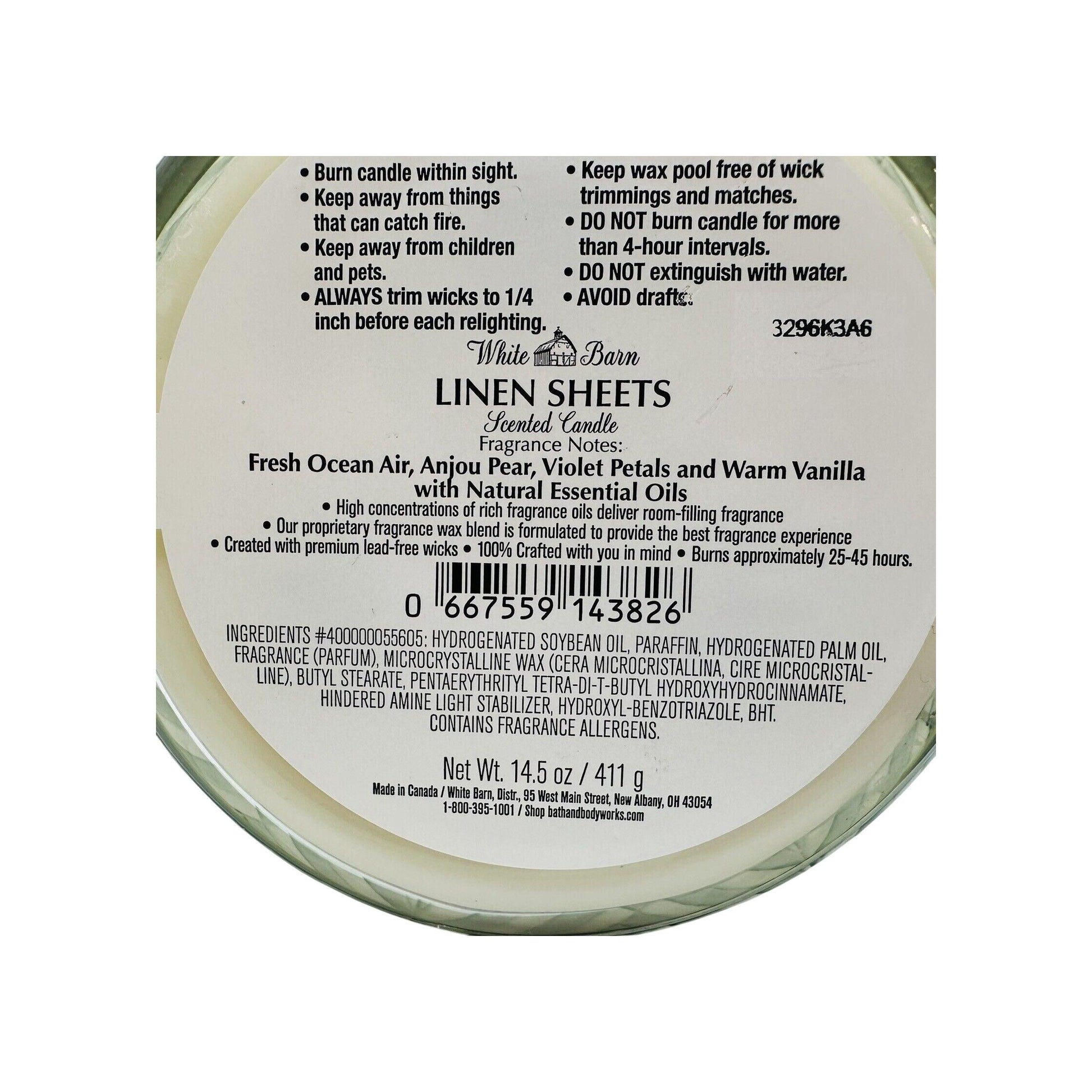 Bath & Body Works Linen Sheets Scented 3-Wick Candle 