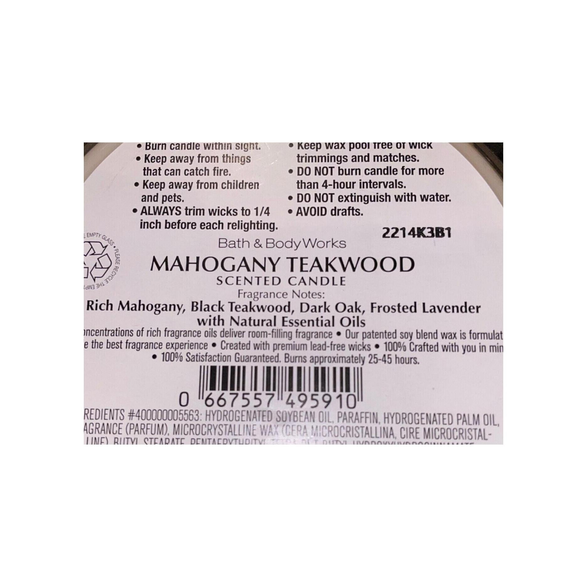 Bath & Body Works Mahogany Teakwood Scented 3-Wick Candle 