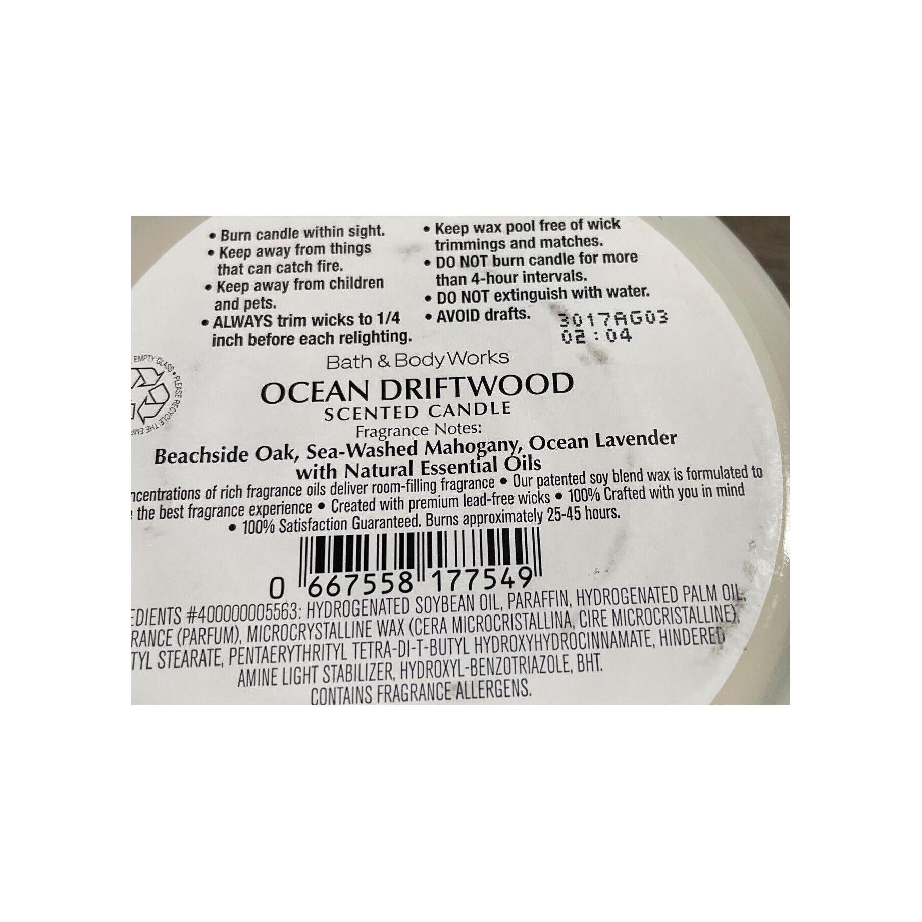 Bath & Body Works Ocean Driftwood Scented 3-Wick Candle With Natural Essential Oils 