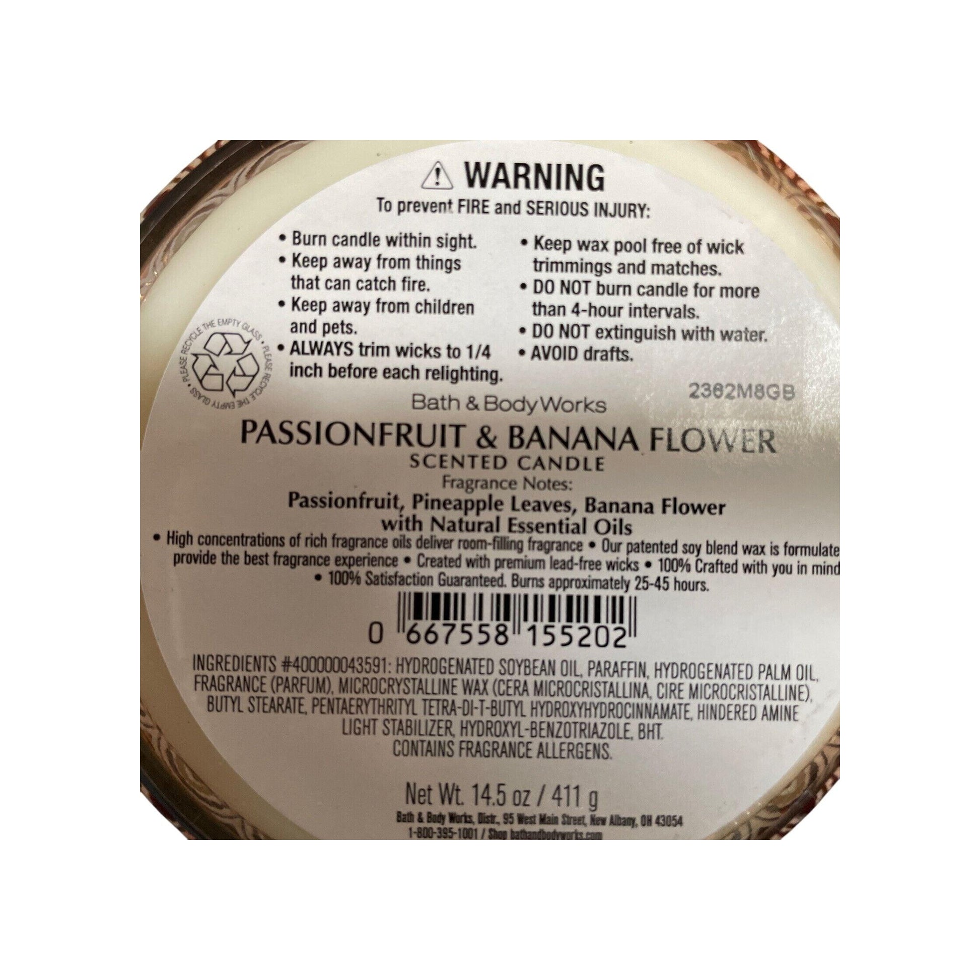 Bath & Body Works Passionfruit & Banana Flower Scented 3-Wick Candle 