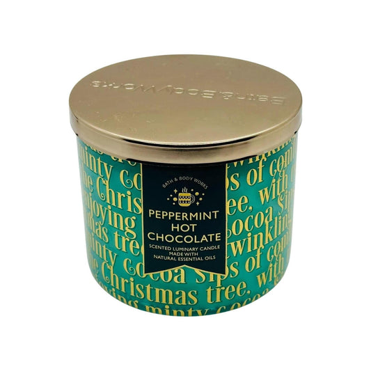 Bath & Body Works Peppermint Hot Chocolate Scented Luminary 3-Wick Candle With Natural Essential Oils 