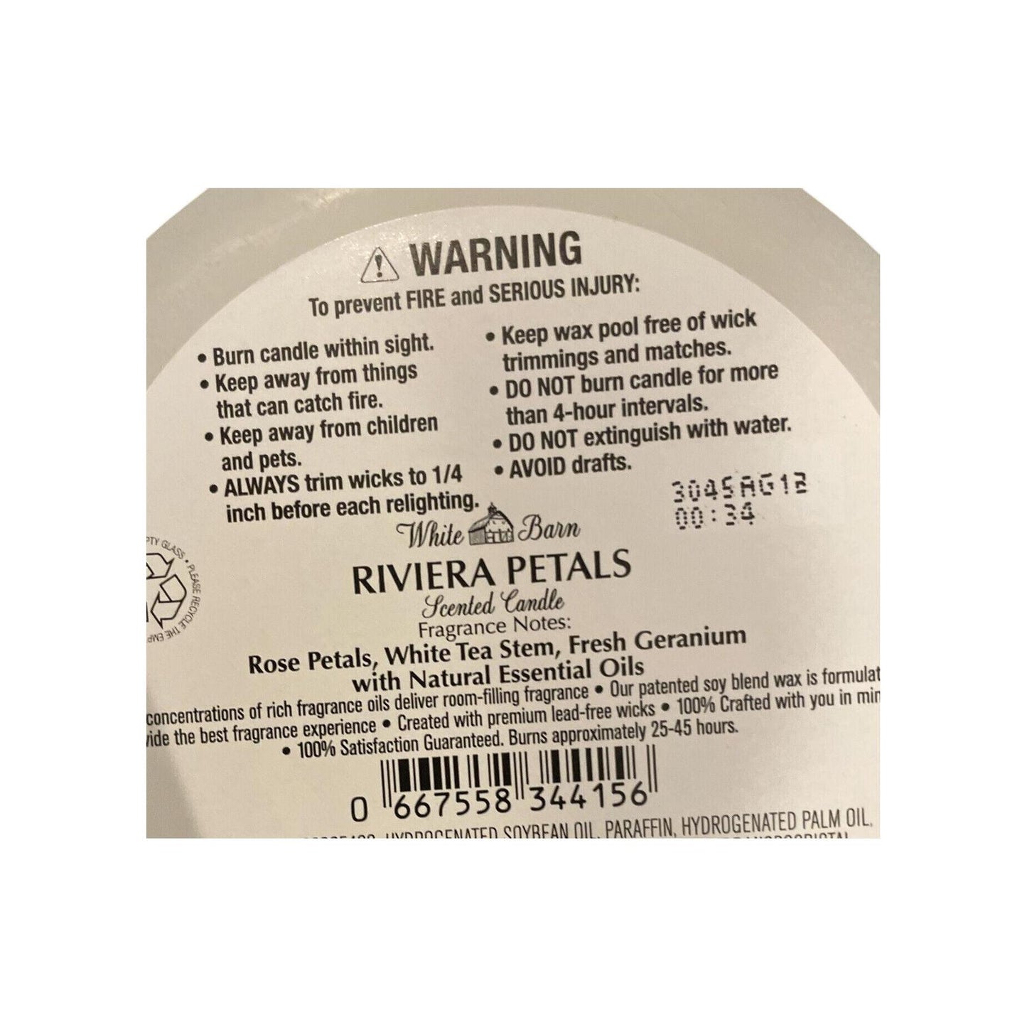 Bath & Body Works Riviera Petals White Barn Scented 3-Wick Candle (White Barn) 