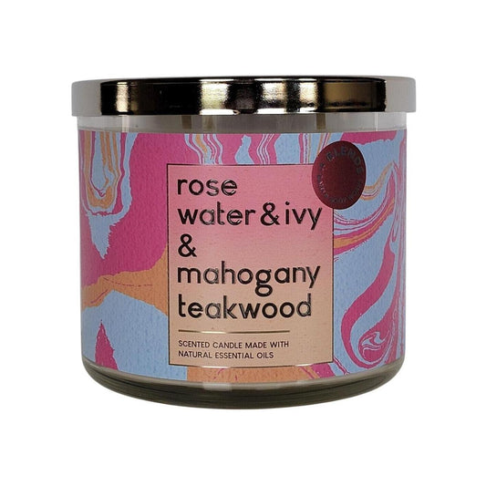 Bath & Body Works Rose Water & Ivy & Mahogany Teakwood Scented 3-Wick Candle 