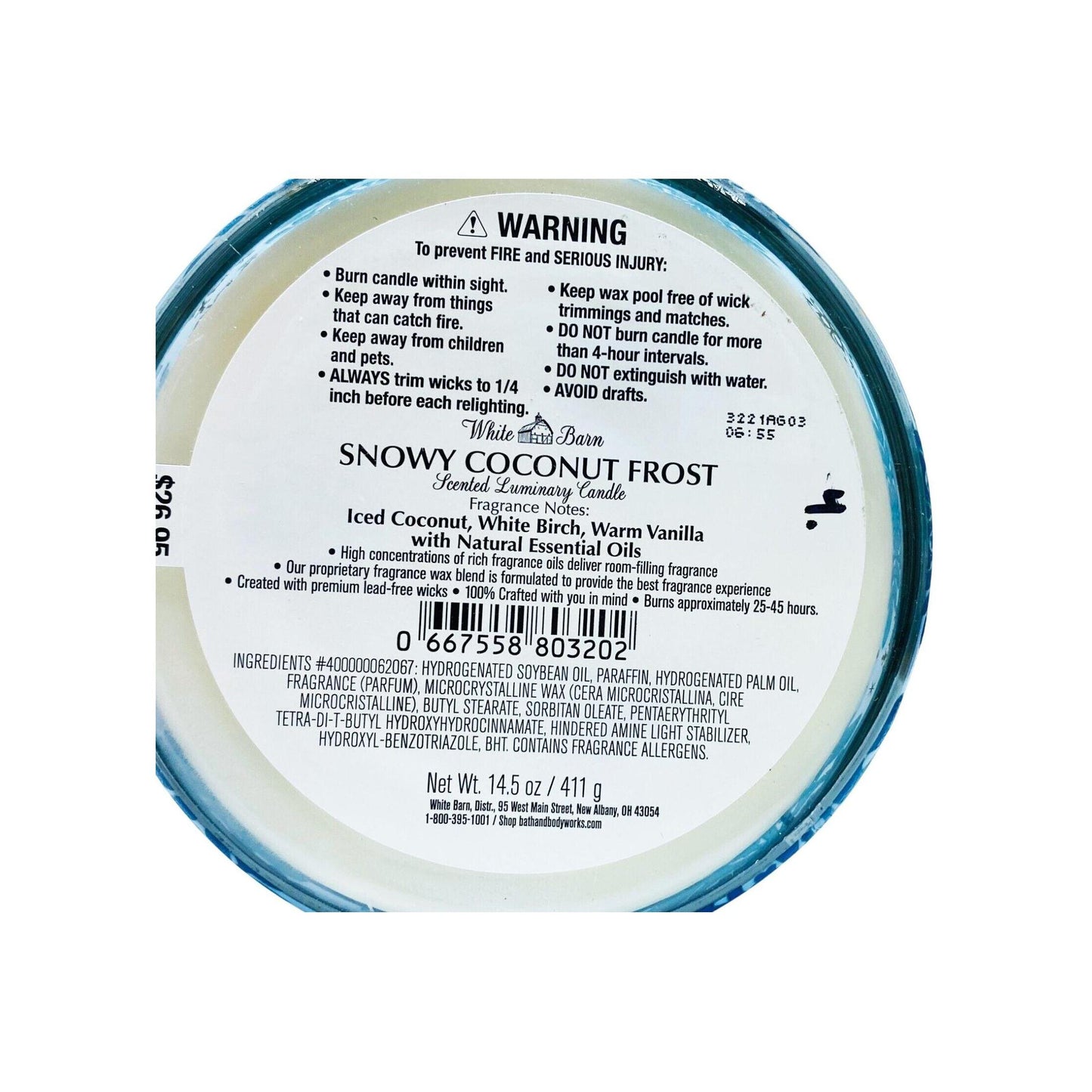 Bath & Body Works Snowy Coconut Frost 3-Wick Scented Candle 