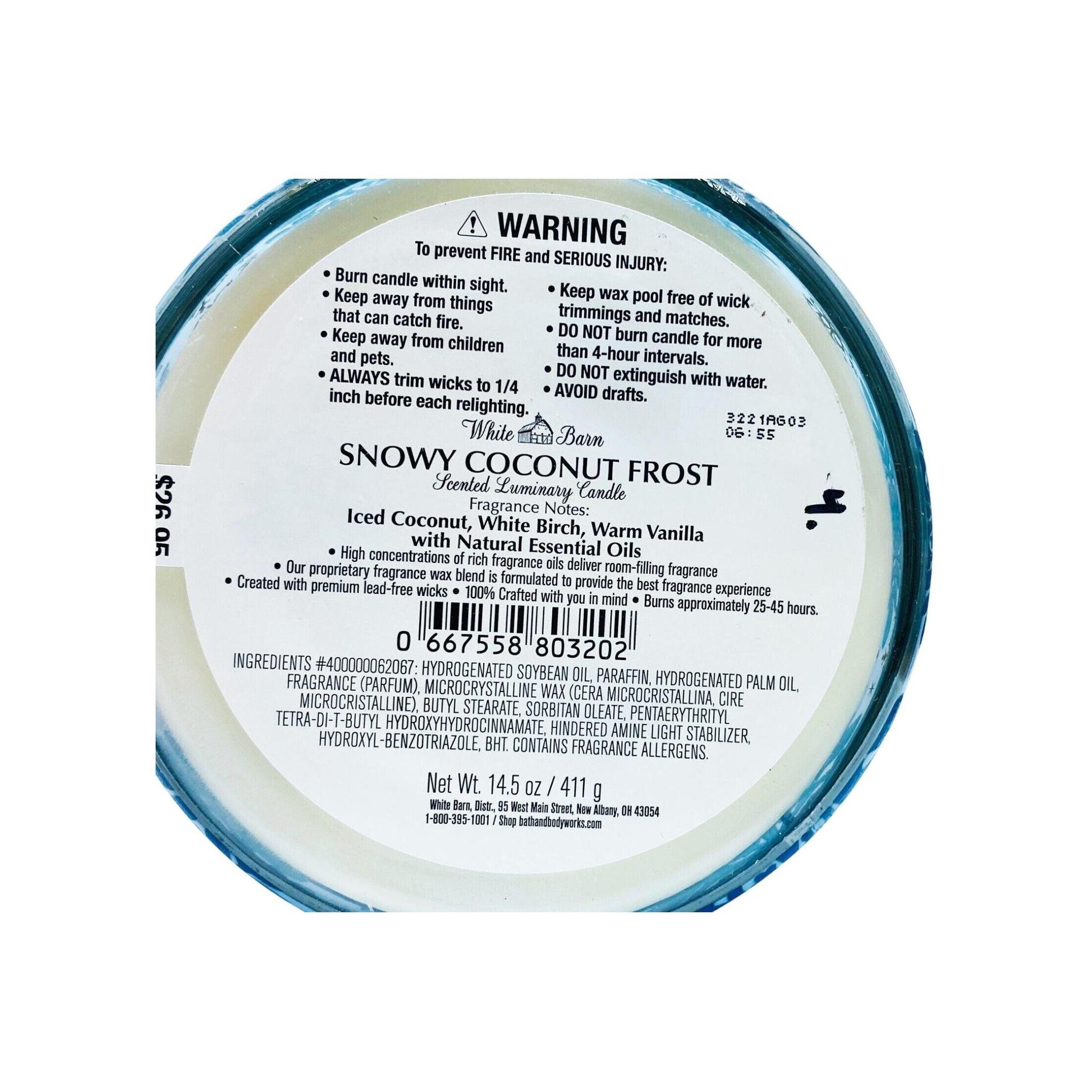Bath & Body Works Snowy Coconut Frost 3-Wick Scented Candle 
