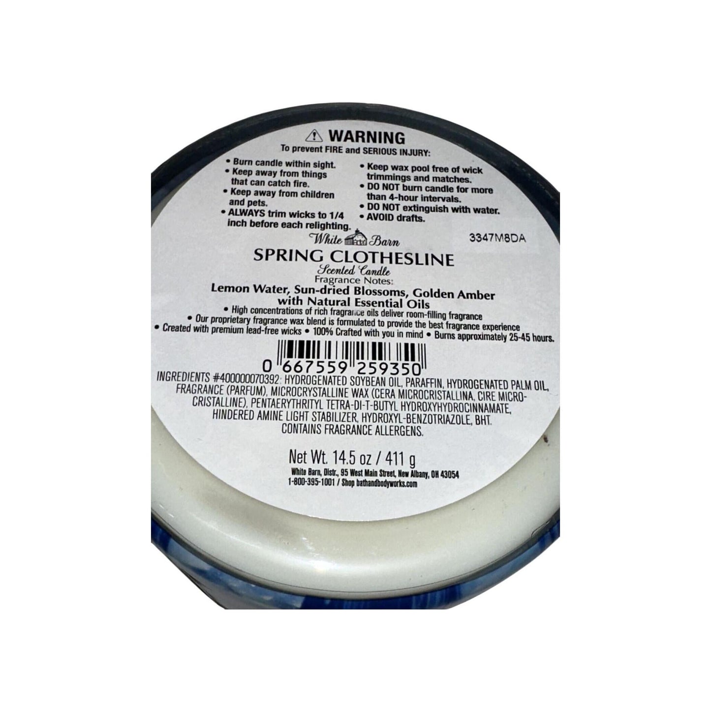 Bath & Body Works Spring Clothesline White Barn Scented Candle (White Barn) 