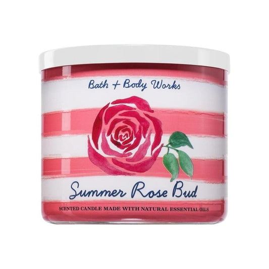 Bath & Body Works Summer Rose Bud Scented 3-Wick Candle 