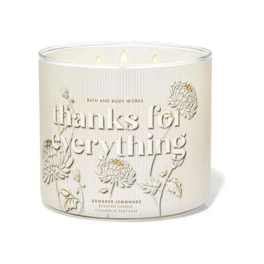 Bath & Body Works Thanks For Everything Sugared Lemonade 3-Wick Candle 