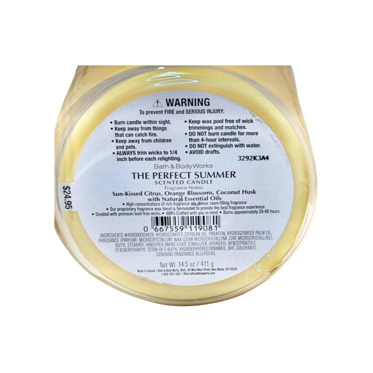 Bath & Body Works The Perfect Summer Scented 3 Wick Candle 