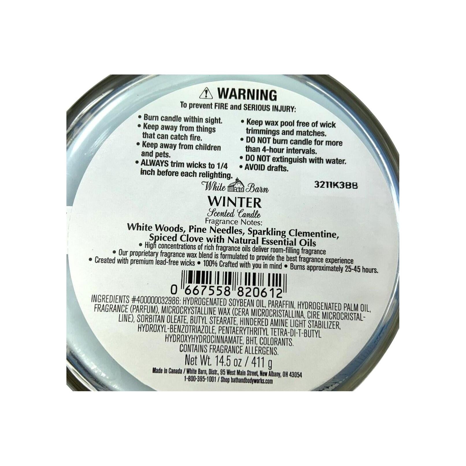 Bath & Body Works Winter Scented 3-Wick Candle 