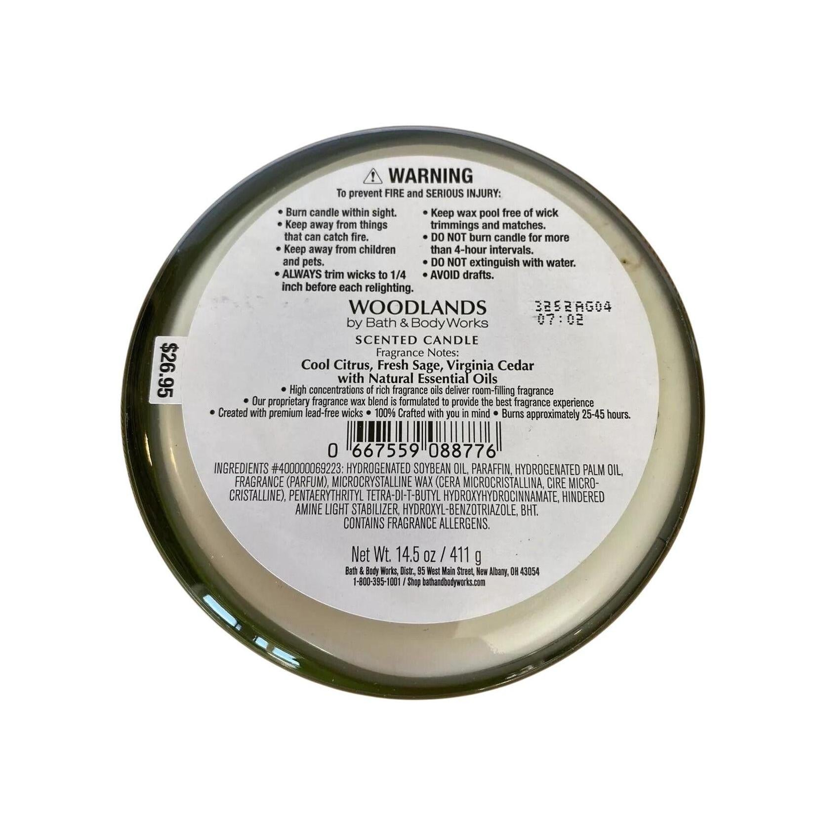 Bath & Body Works Woodlands 3-Wick Candle 