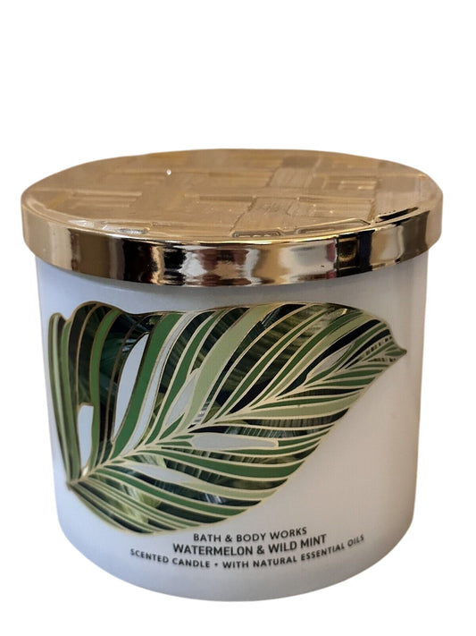 Bath and Body Works WATERMELON & WILD MINT 3-Wick Candle (14.5 oz / 411 g)