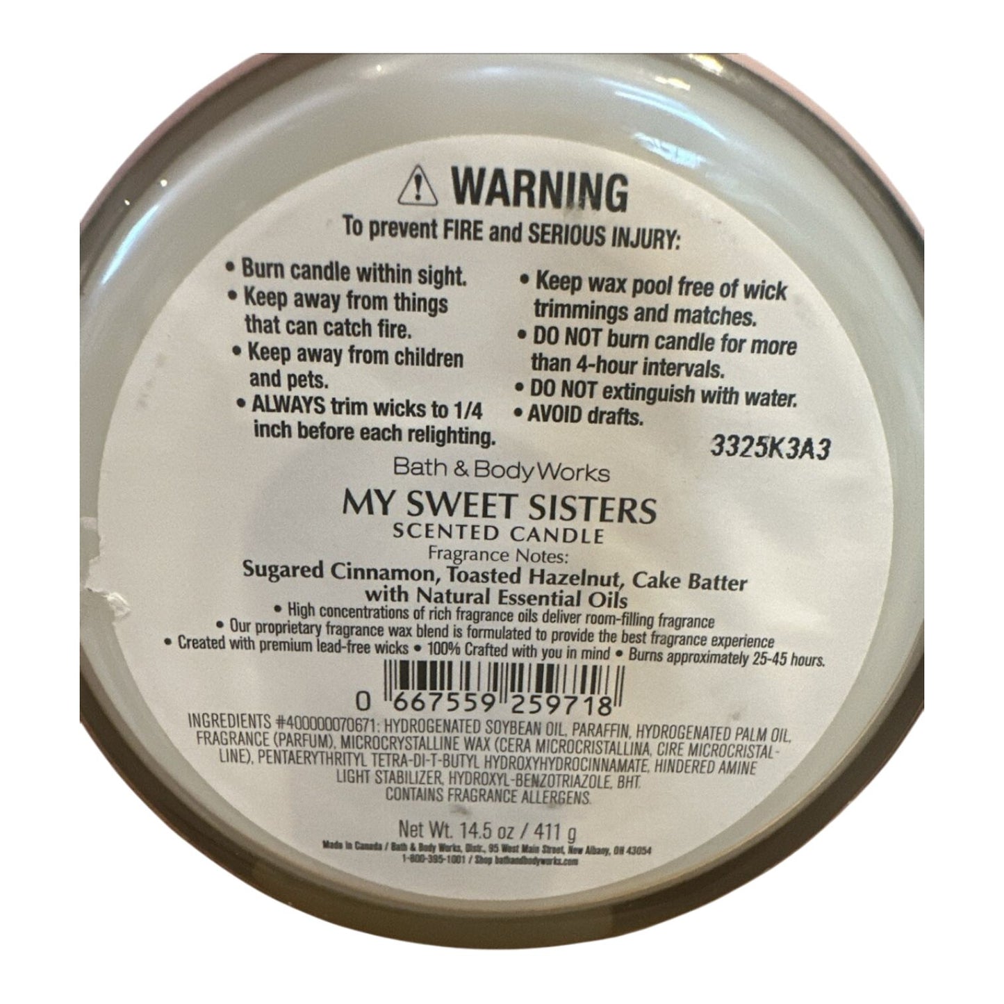 My Sweet Sisters Scented 3-Wick Candle