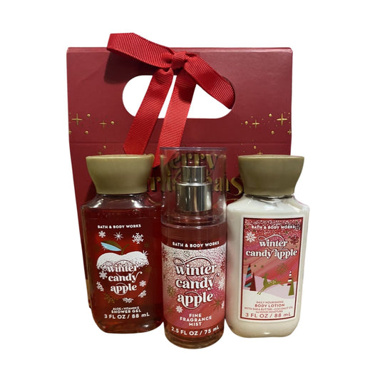 Bath & Body Works Winter Candy Apple Mini Gift Box Set - Fragrance Mist - Shower Gel - Body Lotion- Travel Size 