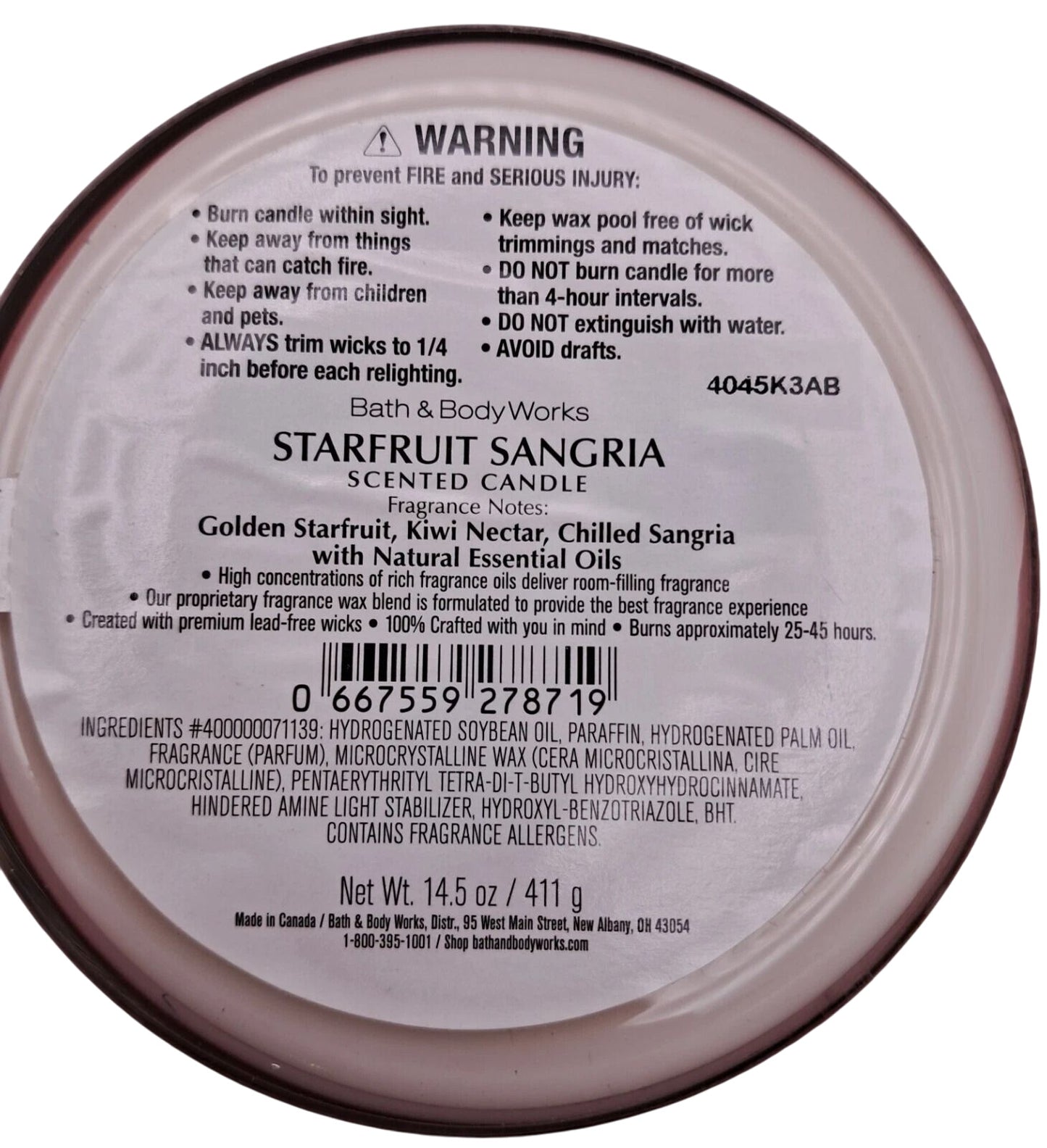 Starfruit Sangria Scented 3-Wick Candle
