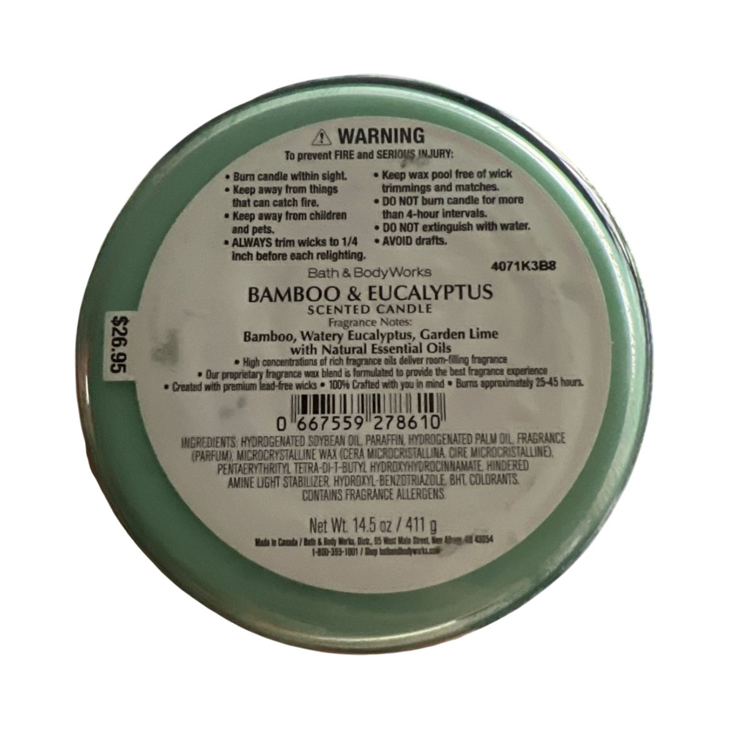 Bamboo & Eucalyptus Scented 3-Wick Candle