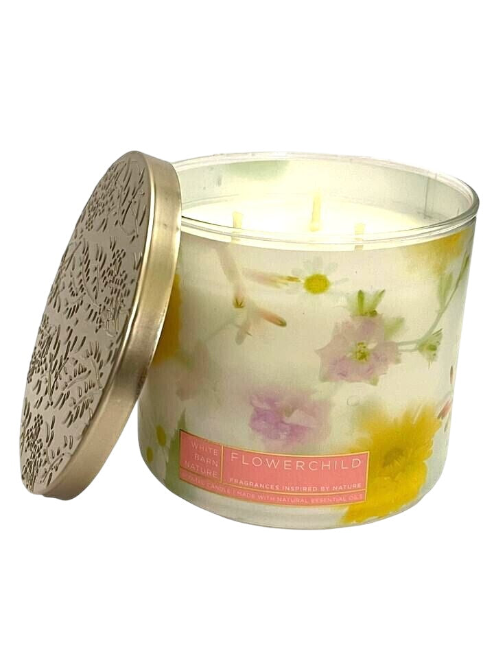 Bath and Body Works Flowerchild (White Barn) Scented 3-Wick Candle (14.5 oz / 411 g)