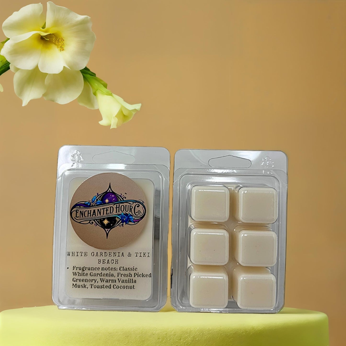 White Gardenia + Tiki Beach Wax Melts | Bath & Body Works | Floral, Coconut, Vanilla, Fresh Greenery Scent | Enchanted Hour Co