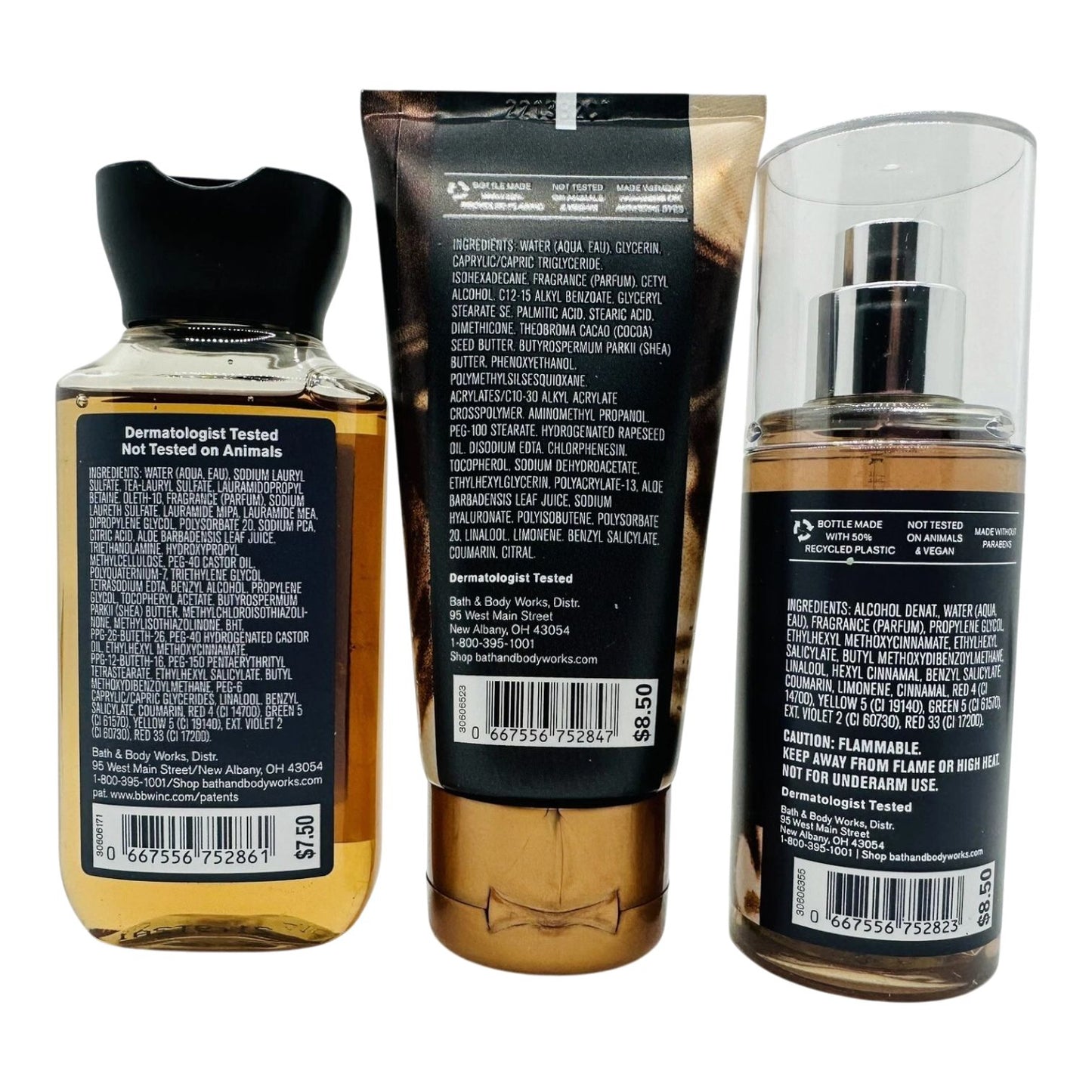 Bath and Body Works Midnight Amber Glow Merry & Bright Mini Gift Set Bag, Body Cream Fragrance Mist and Shower Gel