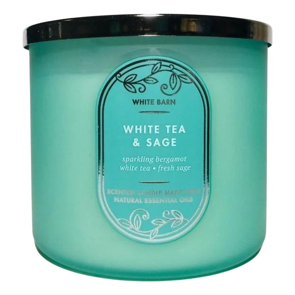 White Tea & Sage 3-Wick Candle (White Barn)